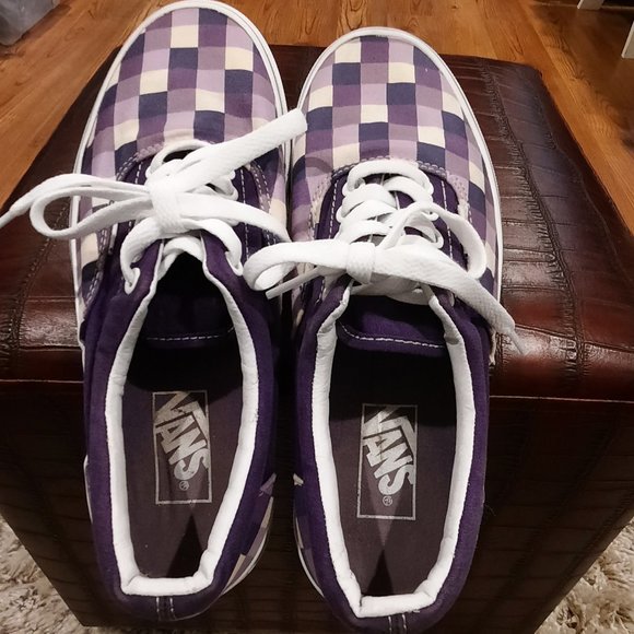 Vans Purple Checkered Low Top Lace Up Canvas Sneakers Womens 8.5 / Men's… - Picture 10 of 11